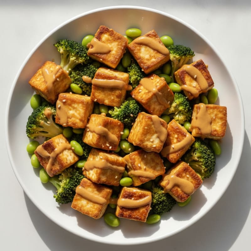 Pan-Seared Tofu with Peanut Sauce