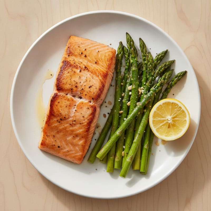 Pan-Seared Salmon with Roasted Asparagus