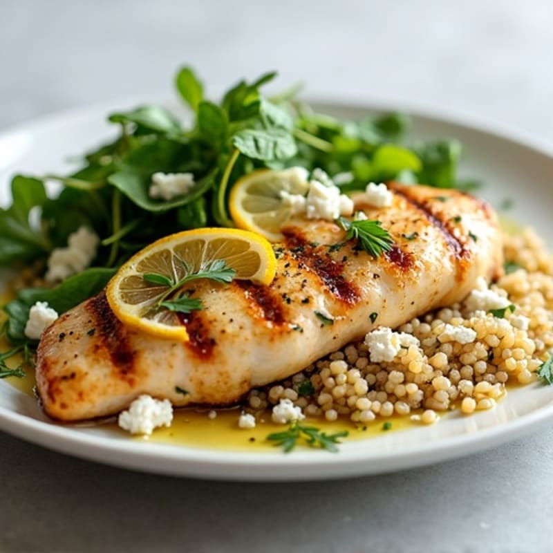 Lemon-Herb Grilled Chicken with Crispy Greens and Quinoa
