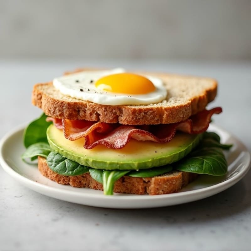 Creamy Avocado, Crispy Bacon, and Fresh Greens Sandwich