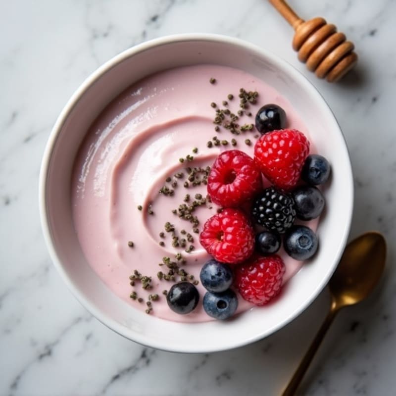 Silky Greek Yogurt Protein Pudding with Mixed Berries