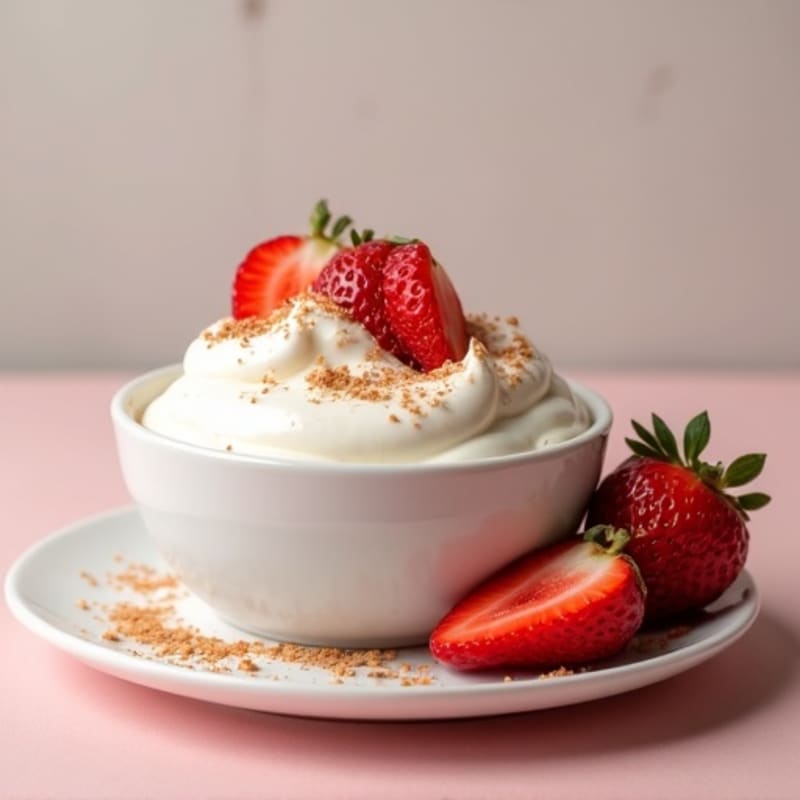 Creamy Greek Yogurt with Protein Powder and Sliced Strawberries