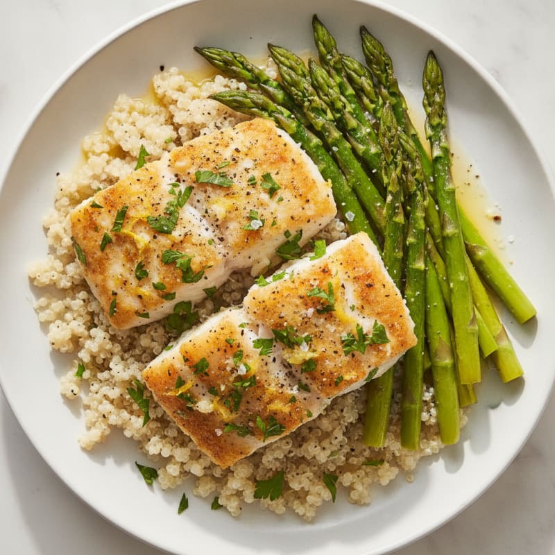 Lemon Herb Baked Cod with Asparagus