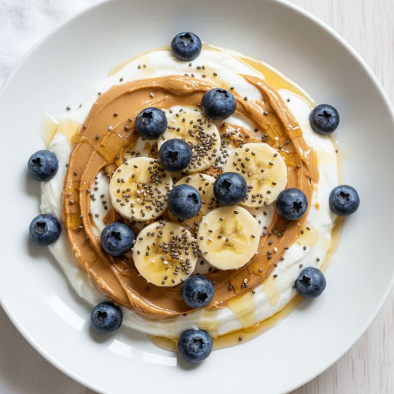 Creamy Greek Yogurt and Peanut Butter Parfait with Chia Seeds