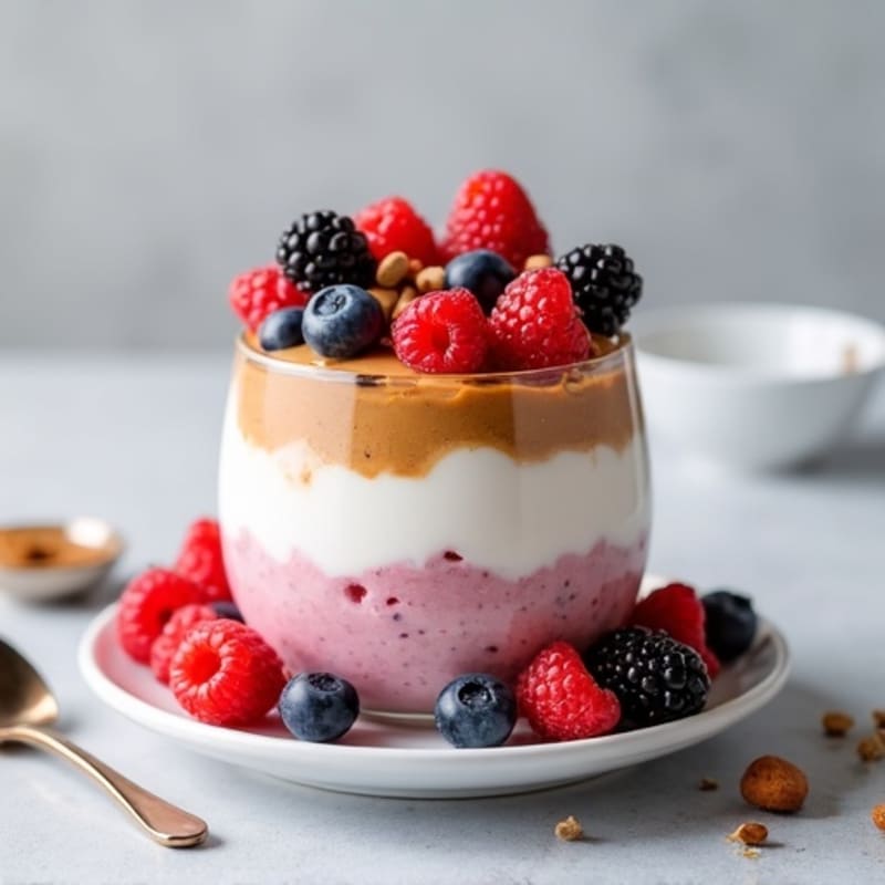Greek Yogurt Protein Parfait with Mixed Berries and Almond Butter