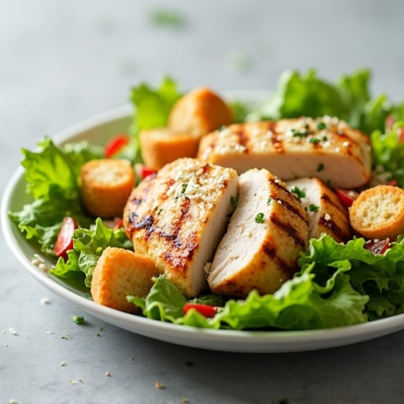 Grilled Chicken Caesar Salad with Crispy Romaine