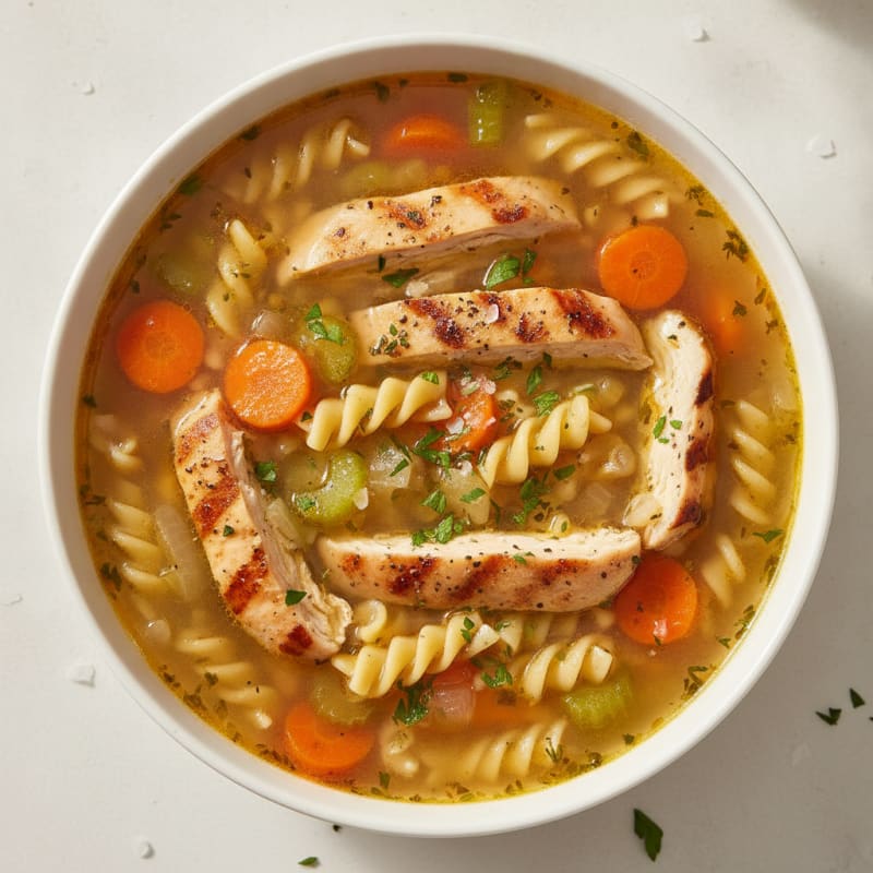 Chicken Noodle Soup with Protein Pasta