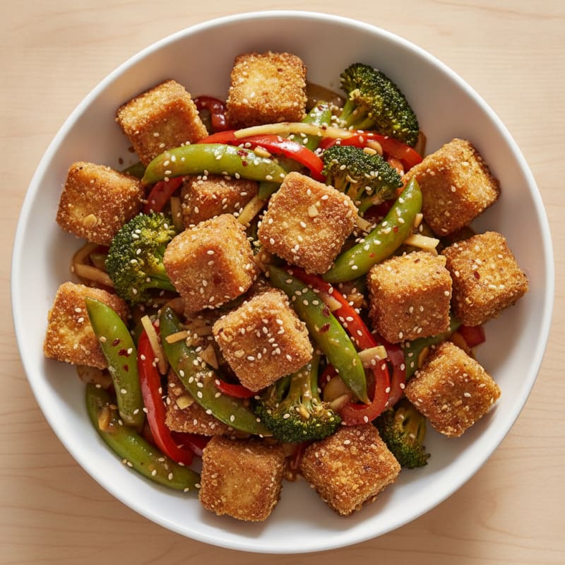 Sesame Tofu Stir-Fry with Mixed Vegetables