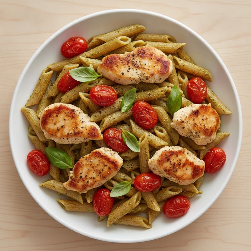 Chicken Pesto Pasta with Roasted Tomatoes