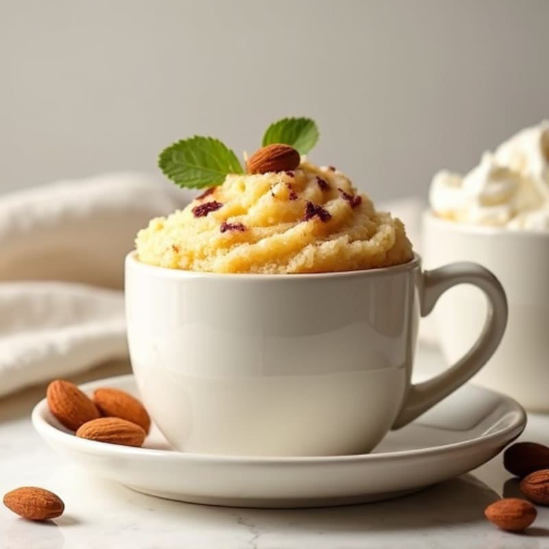 Fluffy Vanilla-Almond Protein Mug Cake