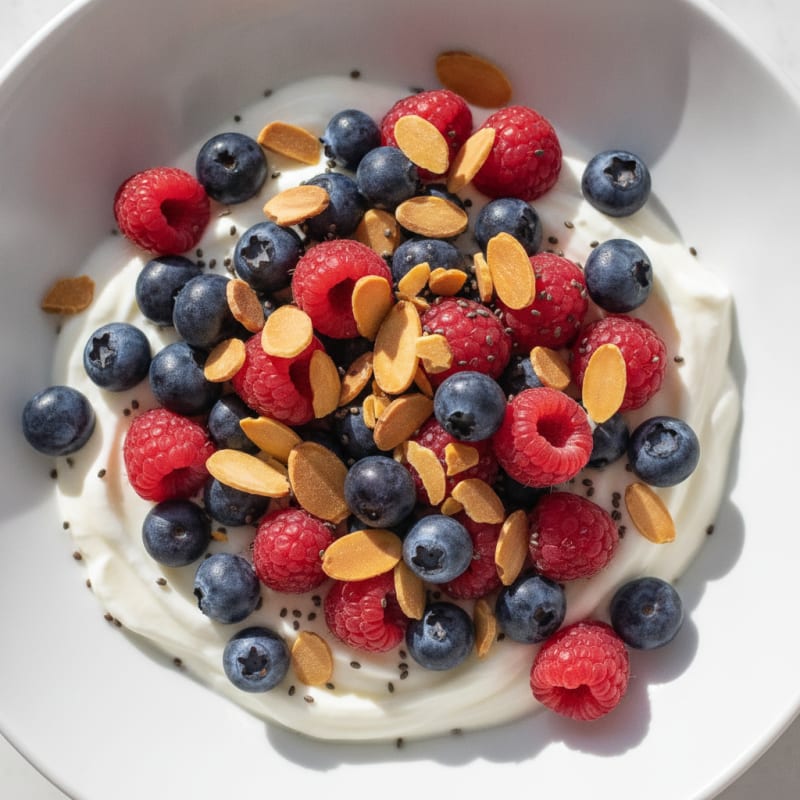 Creamy Greek Yogurt Protein Bowl with Berries and Almonds