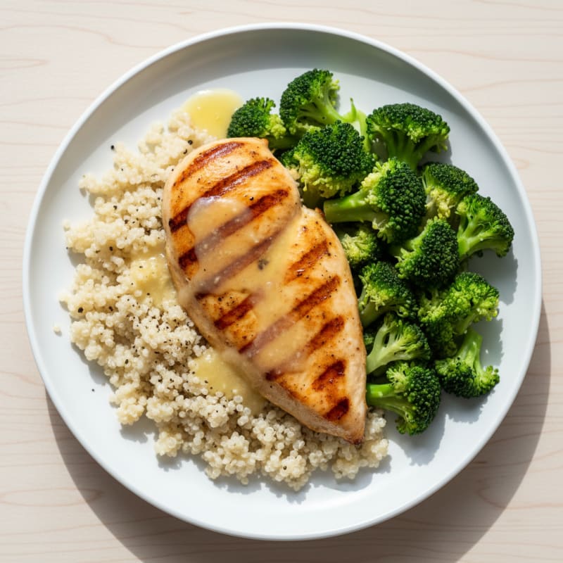Grilled Chicken Breast with Quinoa and Steamed Broccoli