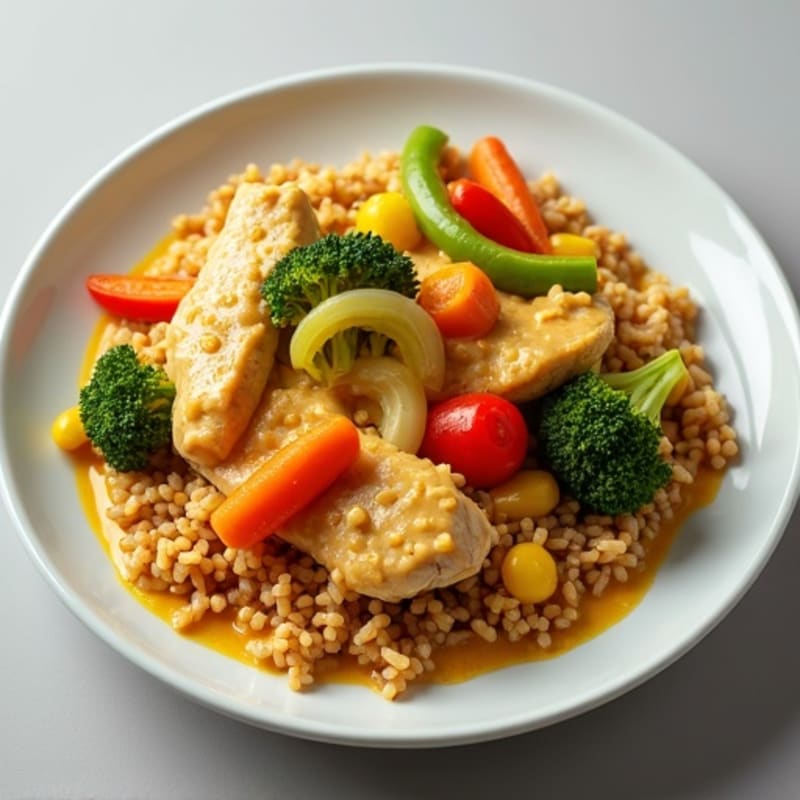 Creamy Coconut Chicken and Vegetable Curry with Brown Rice