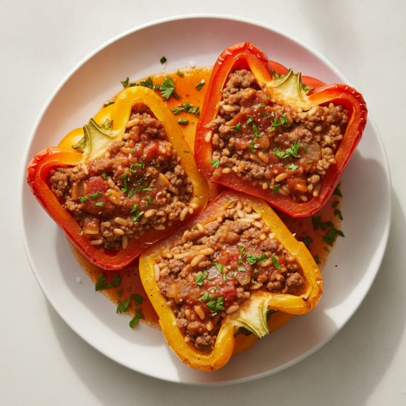 Beef and Rice Stuffed Bell Peppers