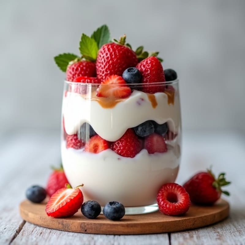 Greek Yogurt Protein Parfait with Mixed Berries and Almond Butter