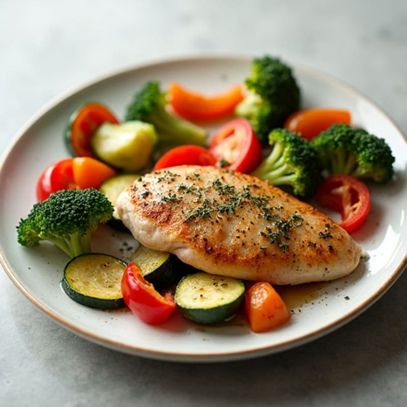 Herb-Crusted Pan Seared Chicken with Roasted Vegetables