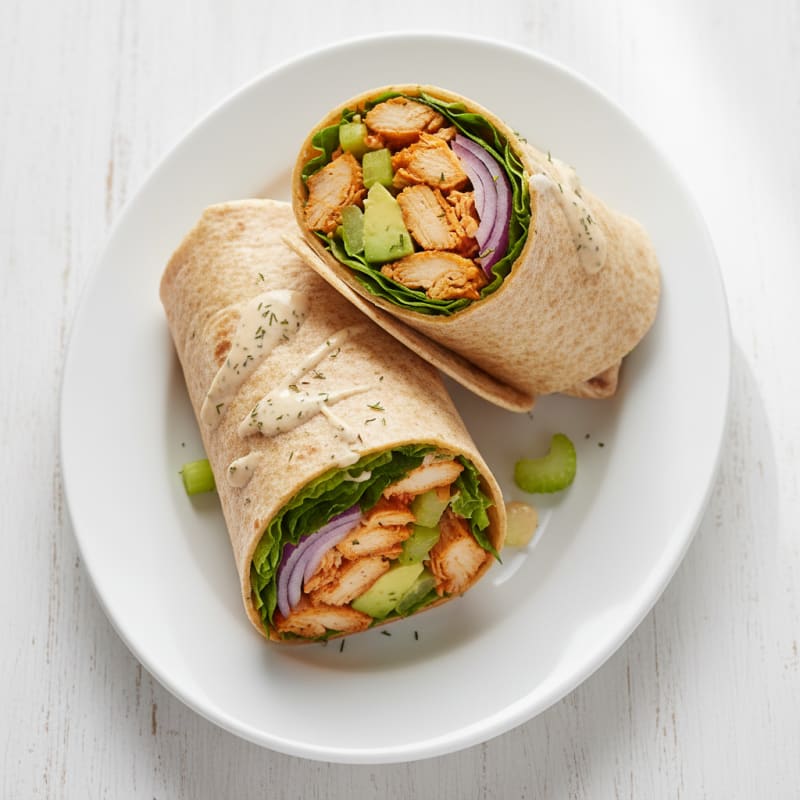 Buffalo Ranch Chicken Salad Wraps
