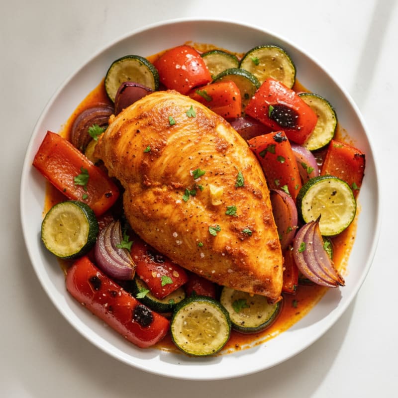 Spicy Harissa Chicken with Roasted Vegetables