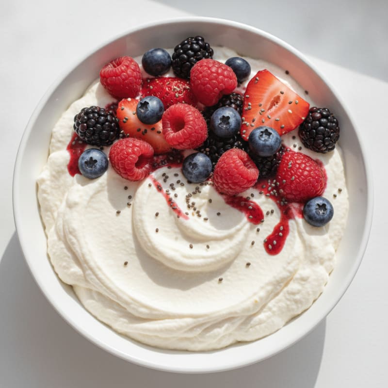 Greek Yogurt Protein Mousse with Mixed Berries