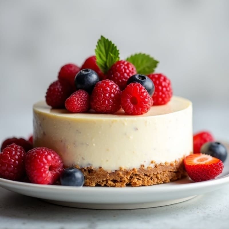 Greek Yogurt Protein Cheesecake with Fresh Berries
