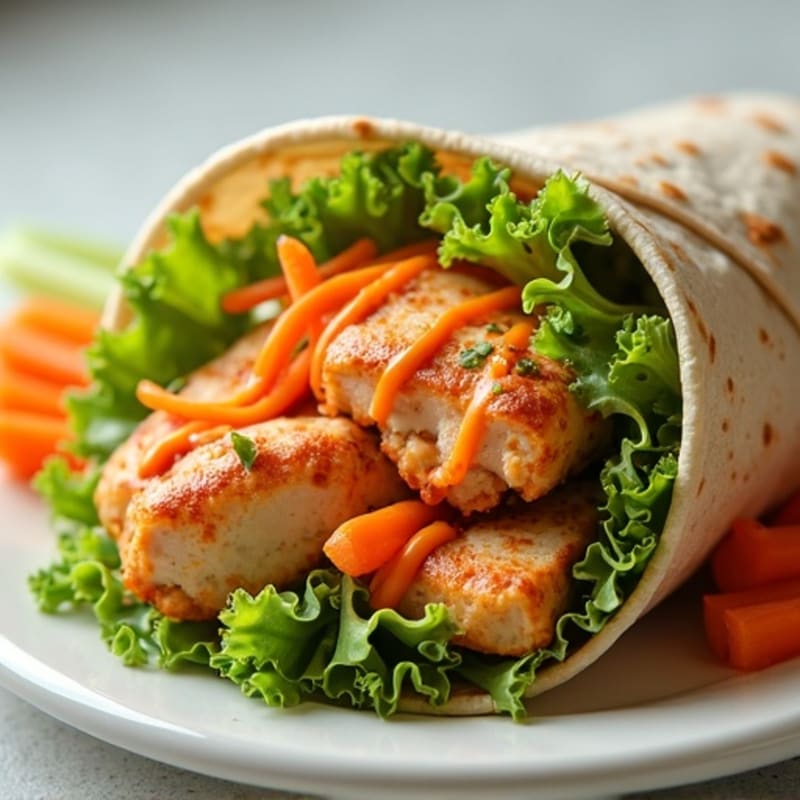 Crispy Buffalo Chicken Wrap with Fresh Vegetables