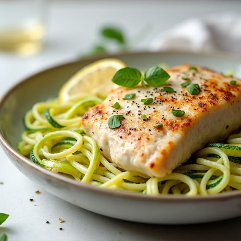 Healthy Creamy Chicken Alfredo with Zucchini Noodles
