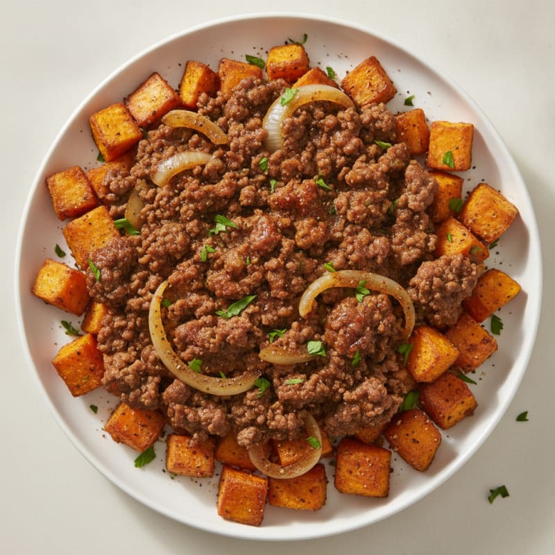 Spiced Ground Beef and Sweet Potatoes