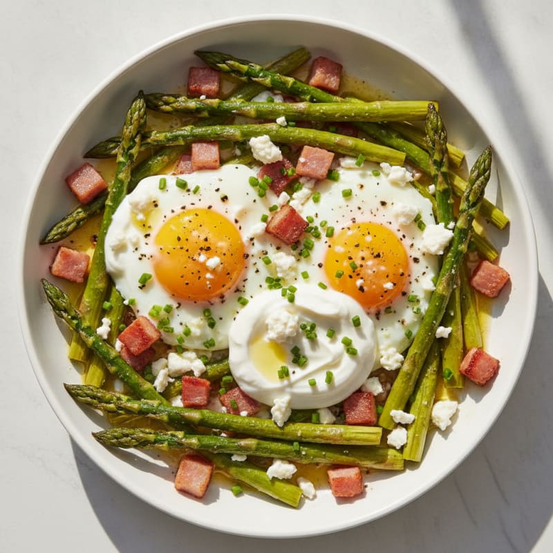 Baked Eggs with Roasted Asparagus