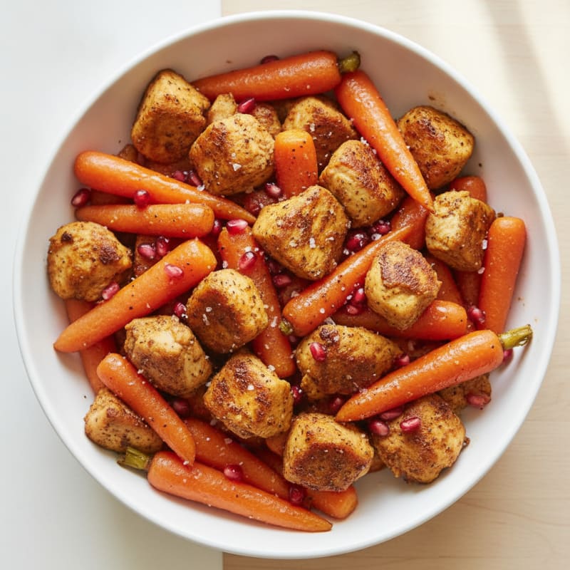 Sweet Potato Chicken Bowl with Pomegranate Dressing