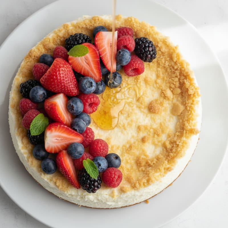 Greek Yogurt Protein Cheesecake with Fresh Berries