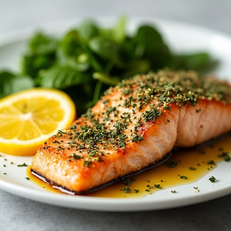 Herb-Crusted Pan Seared Salmon with Lemon