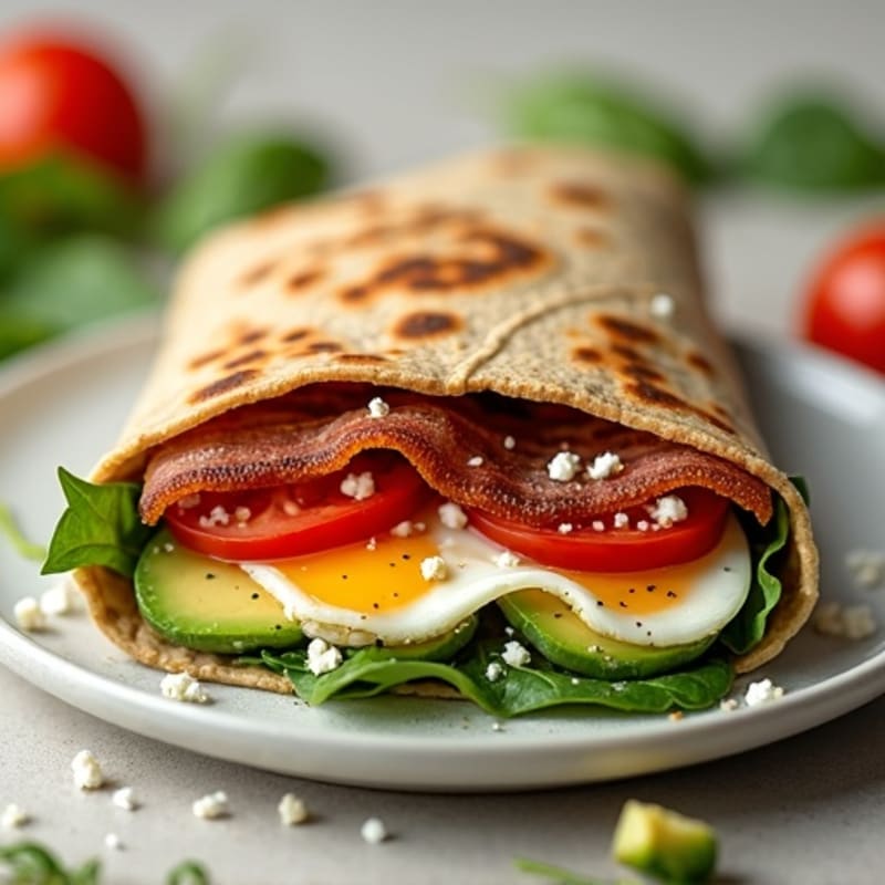 Crispy Turkey Bacon and Egg White Wrap with Spinach