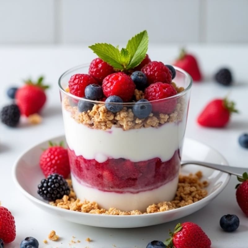 Greek Yogurt Protein Parfait with Mixed Berries