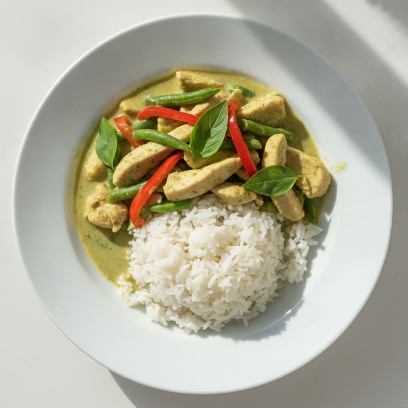 Green Curry Chicken with Coconut Rice