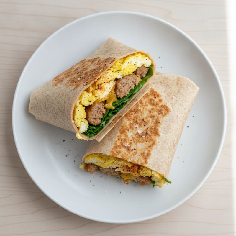 Sausage Egg and Cheese Breakfast Wrap