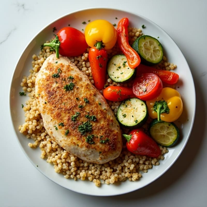 Herb-Crusted Sheet Pan Chicken with Roasted Rainbow Vegetables