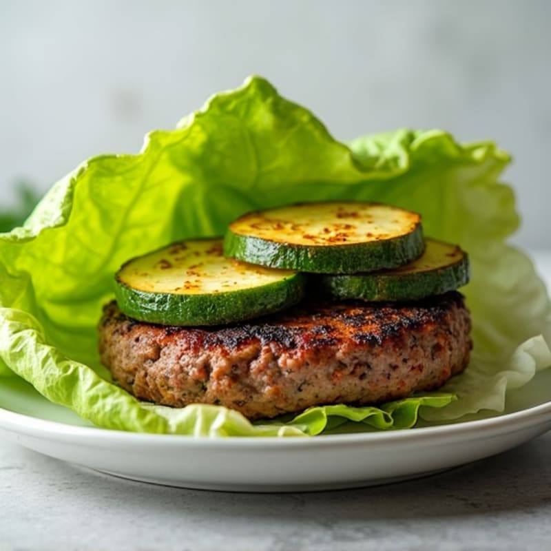 Lean Beef Burger Lettuce Wrap with Roasted Zucchini