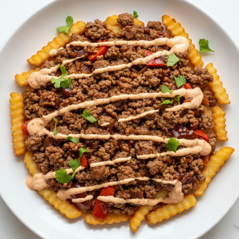 BBQ Ranch Ground Beef Skillet with Loaded Fries