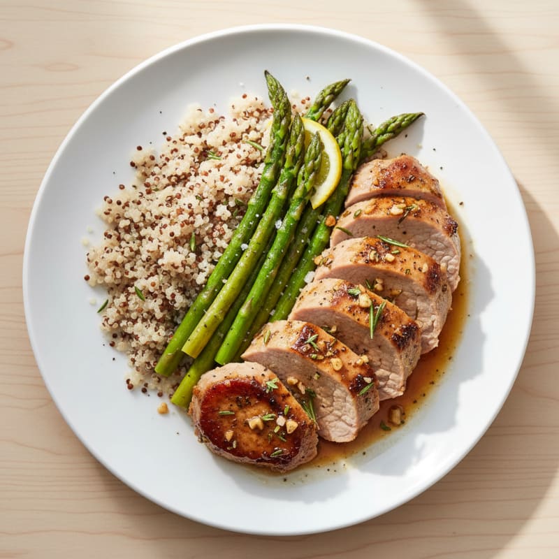 Garlic-Herb Roasted Pork Tenderloin with Asparagus