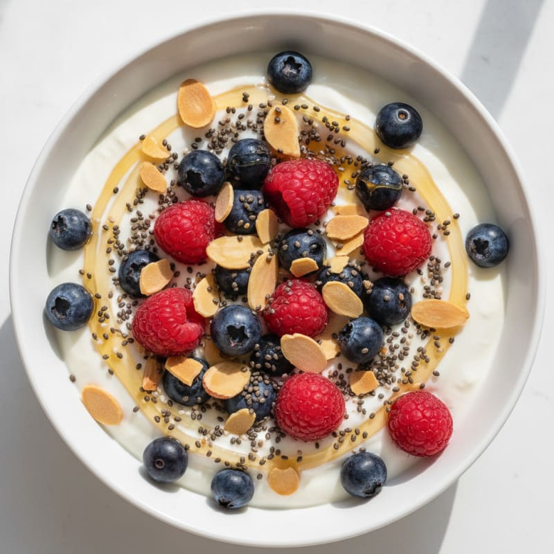 Greek Yogurt Bowl with Mixed Berries and Chia Seeds
