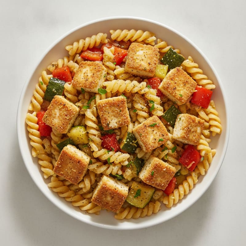 Lemon-Herb Tofu Pasta with Roasted Vegetables