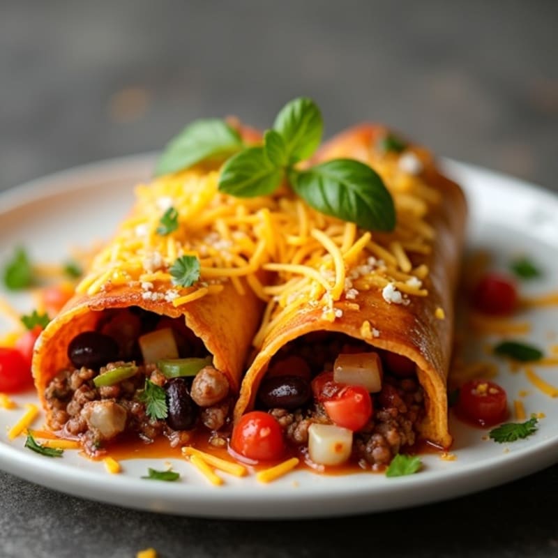 Lean Beef and Black Bean Skillet Enchiladas