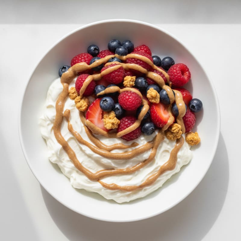 Greek Yogurt Protein Bowl with Mixed Berries and Almond Butter