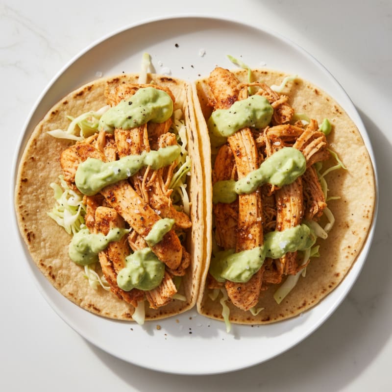 Chicken Tacos with Avocado Crema