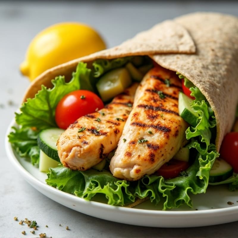 Lemon Herb Grilled Chicken and Fresh Greens Wrap