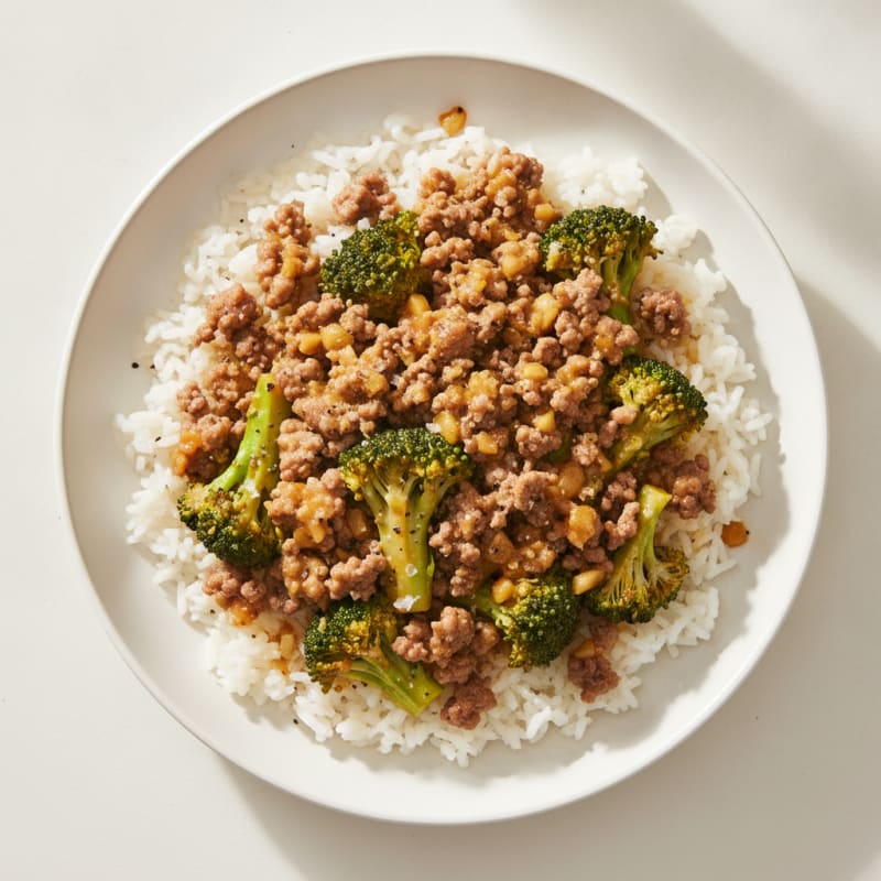 Ground Beef and Broccoli Rice Bowl