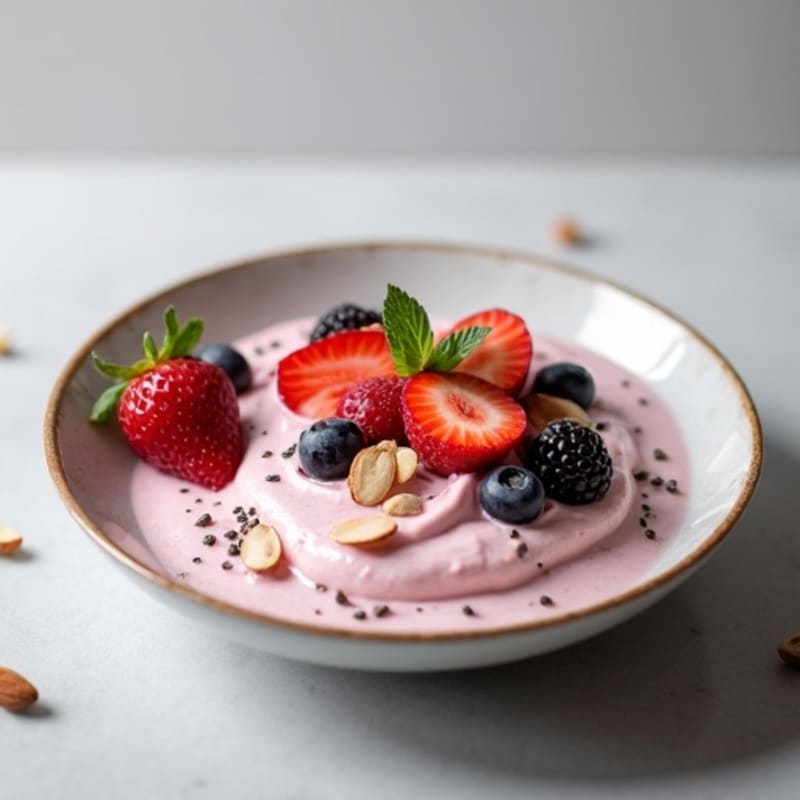 Greek Yogurt Protein Mousse with Mixed Berries