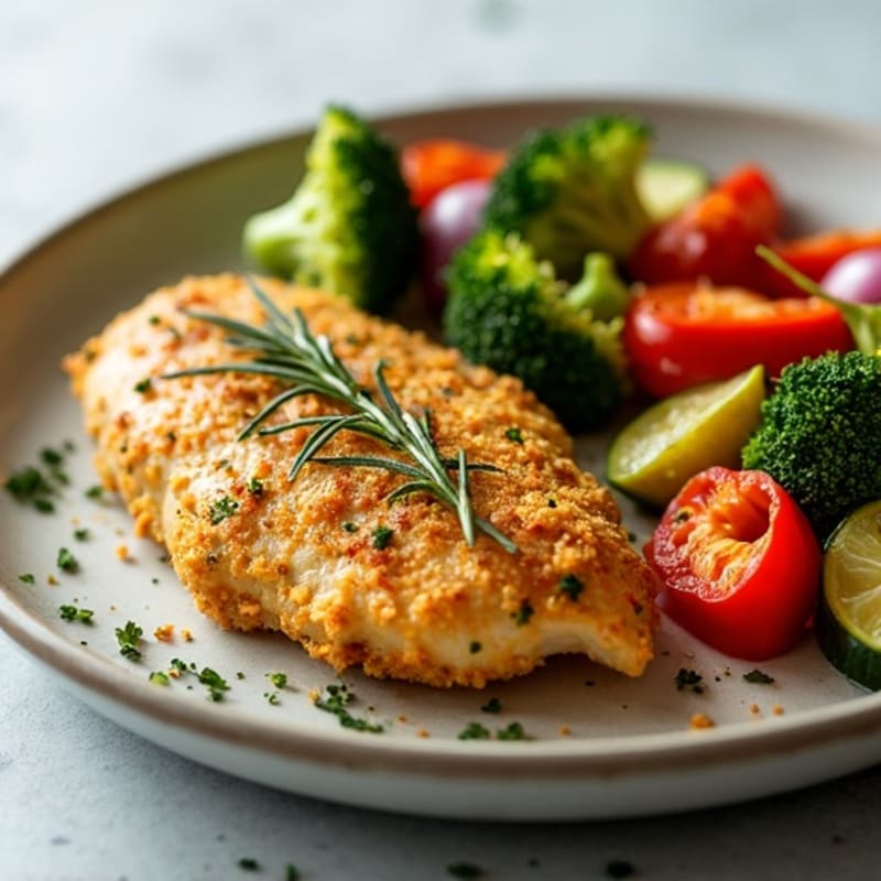 Herb-Crusted Pan Seared Chicken with Roasted Vegetables