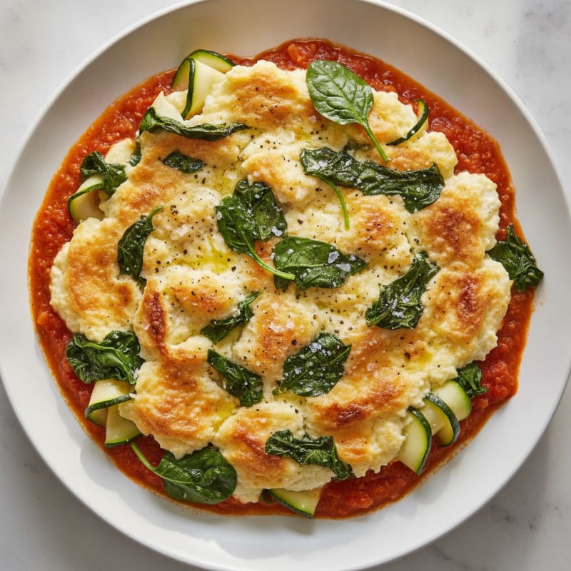 Zucchini and Spinach Baked Ricotta with Marinara