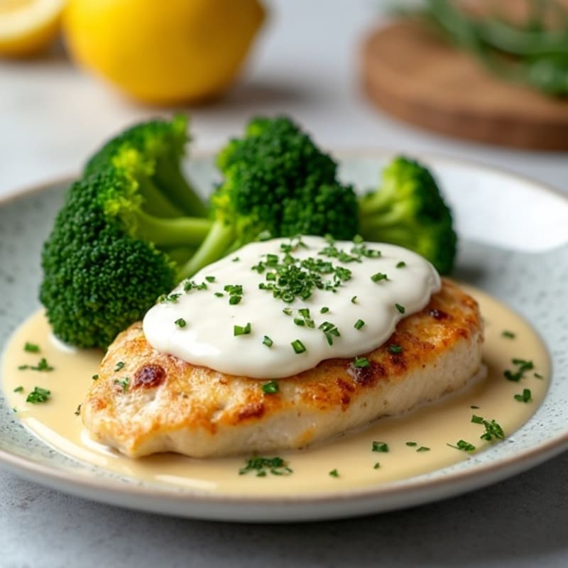 Creamy Garlic Herb Chicken with Roasted Broccoli